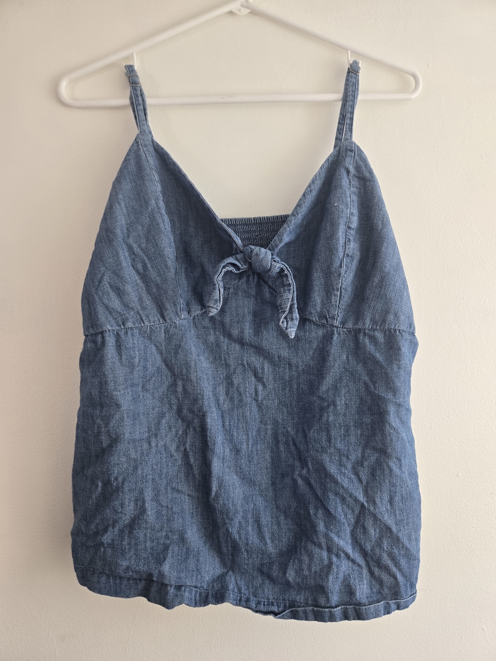 Denim Tie-Front Cami Top - Blue